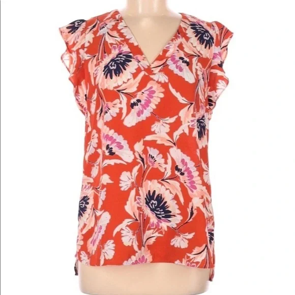 Rachel Rachel Roy floral medium orange summer top - Picture 2 of 9